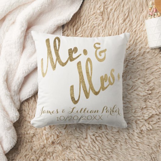 Faux Gold Mr en Mrs Monogram Wedding Kussen (Deken)