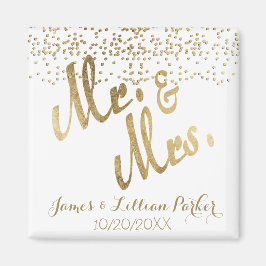 Faux Gold Mr en Mrs Monogram Wedding Magneet