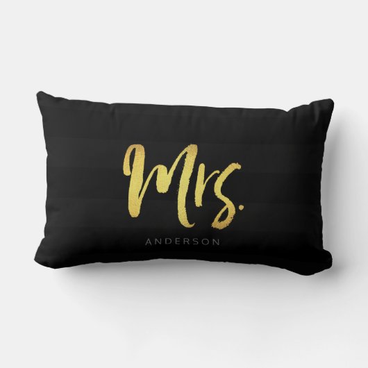 Faux Gold Mrs Black Stripes Kussen (Achterkant)