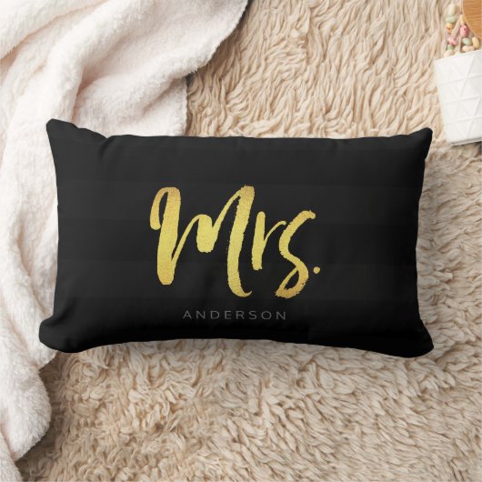 Faux Gold Mrs Black Stripes Kussen (Deken)