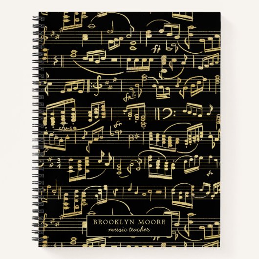 Faux Gold Music Note Persoonlijk Journal Notitieboek (Voorkant)