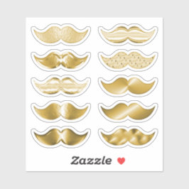 Faux Gold Mustaches Mustache Set van 10 Stickers
