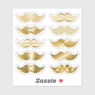 Faux Gold Mustaches Mustache Set van 10 Stickers