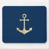 faux Gold nautical anchor on navy blue mouse pad Muismat (Voorkant)