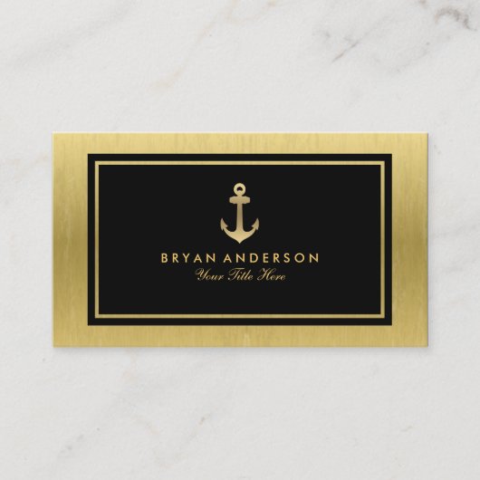 Faux Gold Nautical Anchor Visitekaartje (Voorkant)