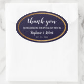 Faux Gold Navy Blue Modern Elegant Wedding Ovale Sticker (Tas)