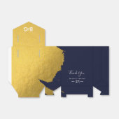 Faux Gold Navy Blue Monogram Weddenschap Bedankdoosjes (Uitgevouwen)
