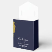 Faux Gold Navy Blue Monogram Weddenschap Bedankdoosjes (Geopend)