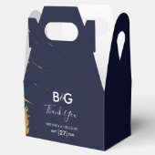 Faux Gold Navy Blue Monogram Weddenschap Bedankdoosjes (Geopend)