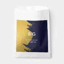 Faux Gold Navy Blue Monogram Weddenschap