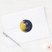 Faux Gold Navy Blue Monogram Weddenschap Ronde Sticker (Envelop)