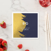 Faux Gold Navy Blue Monogram Weddenschap Servet (Insitu)
