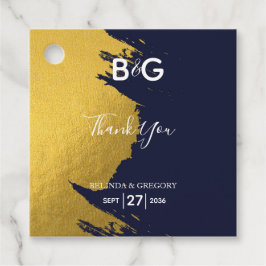 Faux Gold Navy Blue Monogram Wedding Gift Bedankjes Labels