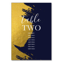 Faux Gold Navy Blue Wedding Guest Names