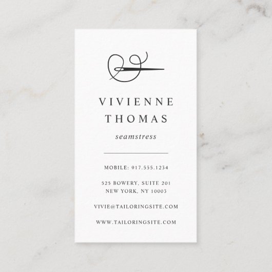 Faux Gold Nedle & Thread | Seamstress of Tailor Visitekaartje (Achterkant)