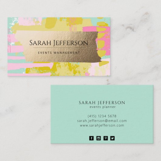 Faux Gold Neo Mint past alle vormen van Abstract m Visitekaartje (Voorkant / Achterkant)