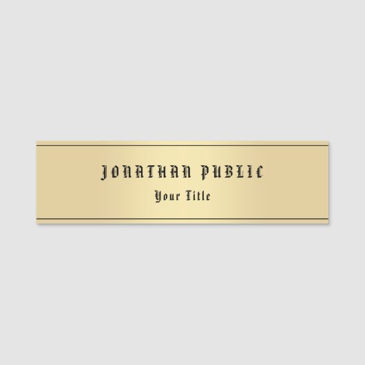 Faux Gold Nostalgische look Old Style Text Sjabloo Naamplaatje (Voorkant)