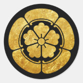  Faux Gold Oda Japan Mon Oosterse Kunst Ronde Sticker (Voorkant)