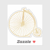 Faux Gold Old Fashioned Unicycle Line Drawing Sticker (Vel)