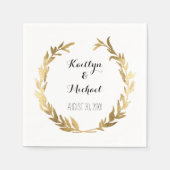 Faux Gold Olive Leaf Laurel Krans Bruid Receptie Servetten (Voorkant)