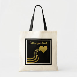 Faux Gold op zwart Volg je hart Tote Bag