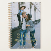 Faux Gold Overlay Halve krans Jaar Naam Foto Planner (Voorkant)