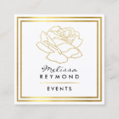 Faux Gold Overzichtelijke Rozen Bloem, Evenementen Vierkante Visitekaartje (Voorkant)