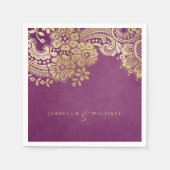 Faux Gold paarse elegant  lace bruiloft Servet (Voorkant)