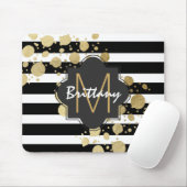 Faux Gold Paint Splatter op zwart-wit monogram Muismat (Met muis)