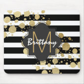 Faux Gold Paint Splatter op zwart-wit monogram Muismat (Voorkant)