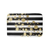 Faux Gold Paint Splatter op zwarte en witte strepe Badmat (Voorkant)