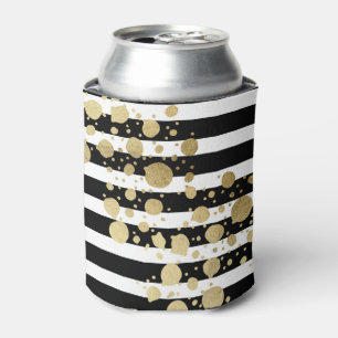 Faux Gold Paint Splatter op zwarte en witte strepe Blikjeskoeler