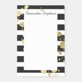 Faux Gold Paint Splatter op zwarte en witte strepe Post-it® Notes (Voorkant)