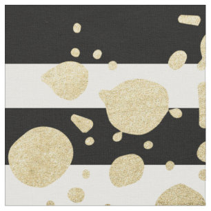 Faux Gold Paint Splatter op zwarte en witte strepe Stof