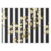Faux Gold Paint Splatter op zwarte en witte strepe Tafelkleed (Voorkant (Horizontaal))