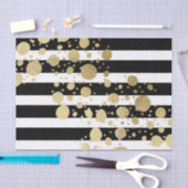 Faux Gold Paint Splatter op zwarte en witte strepe Tissuepapier (Craft)