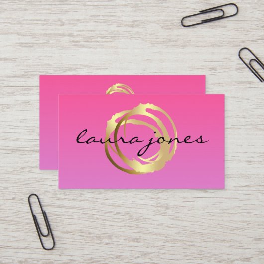 Faux Gold Painted Circle Designer Business Card Visitekaartje (Voorkant / Achterkant in situ)