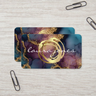 Faux Gold Painted Circle Designer Business Card Visitekaartje