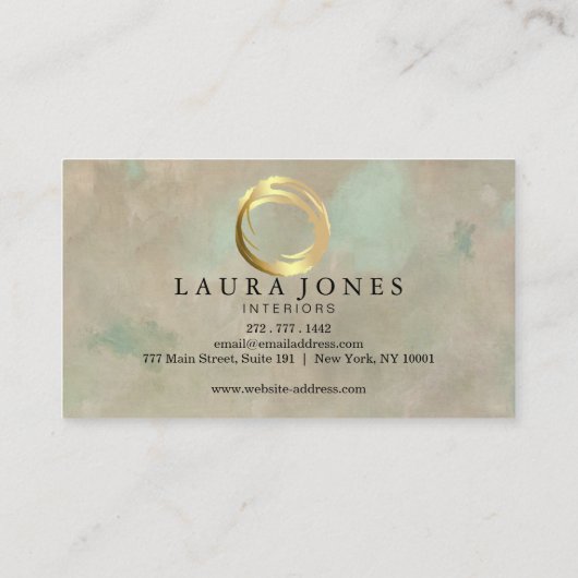 Faux Gold Painted Circle Designer Visitekaartje (Achterkant)