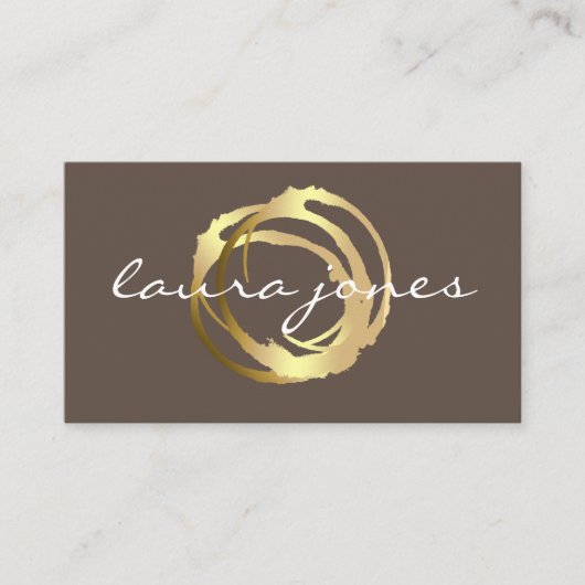 Faux Gold Painted Circle Designer Visitekaartje (Voorkant)