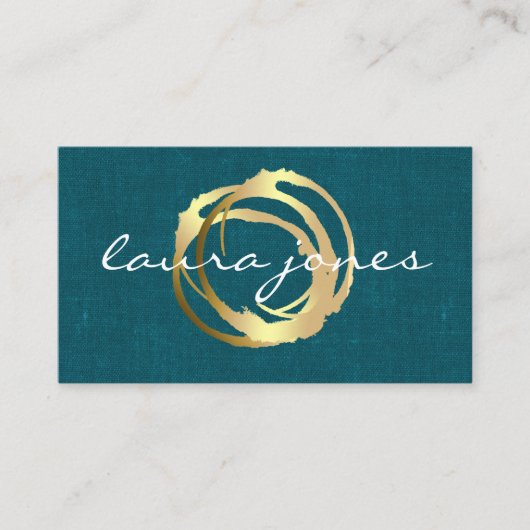Faux Gold Painted Circle Designer Visitekaartje (Voorkant)