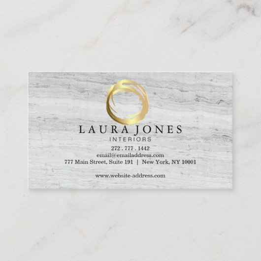 Faux Gold Painted Circle Designer Visitekaartje (Achterkant)
