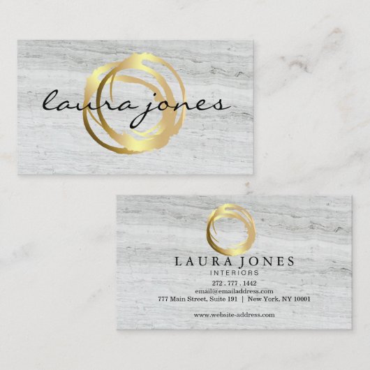 Faux Gold Painted Circle Designer Visitekaartje (Voorkant / Achterkant)