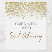 Faux Gold Pairs Goed met Social Distancing Wijn Etiket (Enkel label)