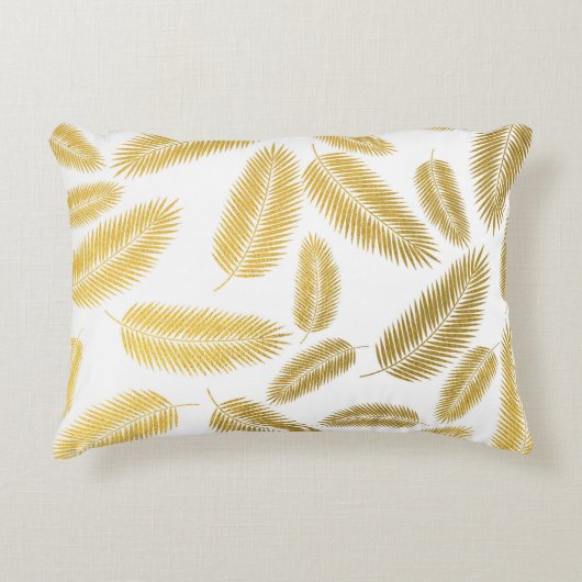 Faux Gold Palm Leaves Pattern Accent Kussen (Voorkant)