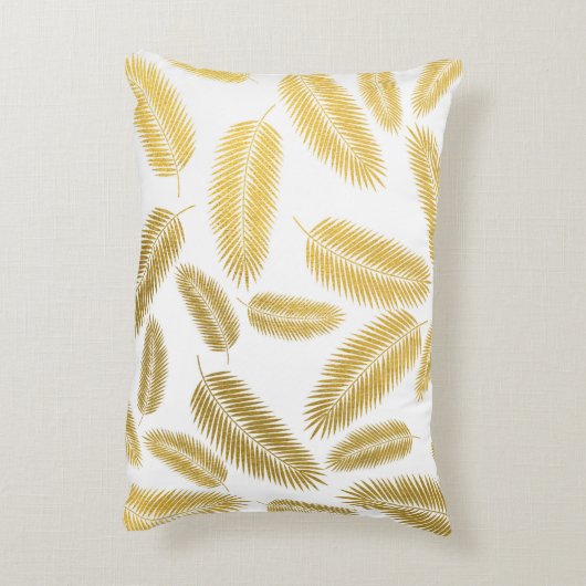 Faux Gold Palm Leaves Pattern Accent Kussen (Achterkant (Verticaal))