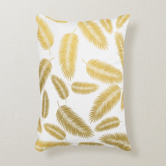 Faux Gold Palm Leaves Pattern Accent Kussen (Voorkant(Verticaal))