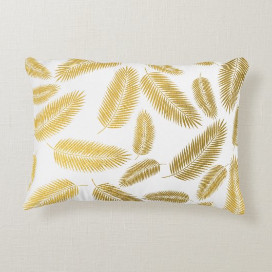 Faux Gold Palm Leaves Pattern Accent Kussen (Achterkant)