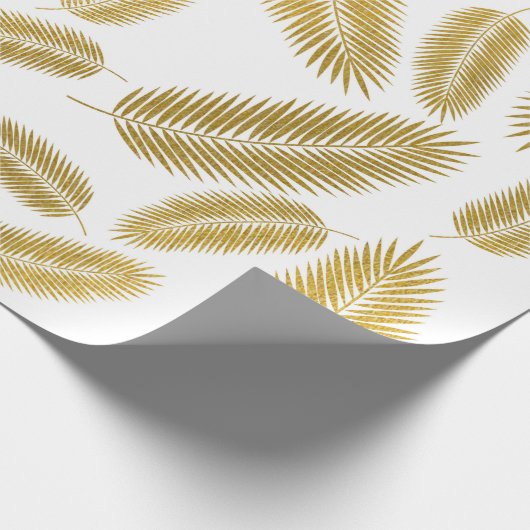 Faux Gold Palm Leaves Pattern Cadeaupapier (Hoek)