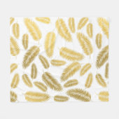 Faux Gold Palm Leaves Pattern Fleece Deken (Voorkant (Horizontaal))